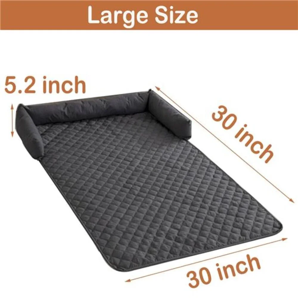 Calming Dog Bed Mat for Couch, Calming Dog Couch Bed with 3 Side Dog Pillow